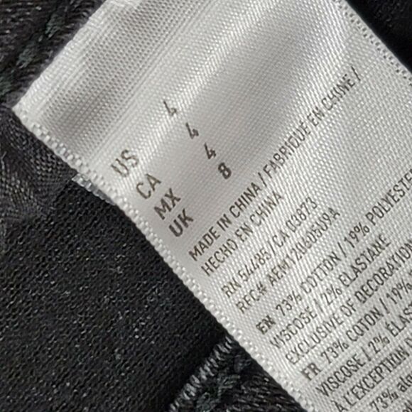 American Eagle Size 4 Hi-Rise Shortie Super Stretch X Crochet Black Denim Shorts - Picture 8 of 11